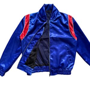 Blue Satin/Insert Shoulder Varsity Jacket