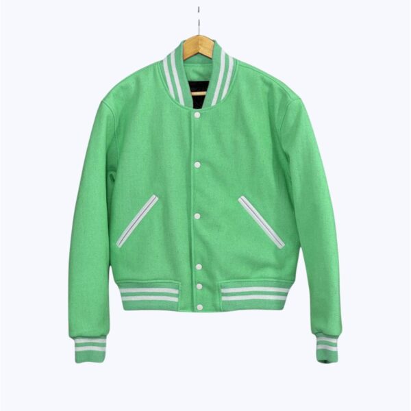 Green Wool Body Varsity Jacket