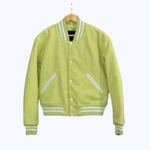 Parrot Green Wool Body Varsity Jacket