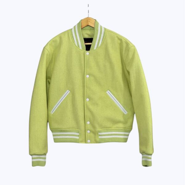 Parrot Green Wool Body Varsity Jacket
