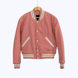 Hot Pink Wool Body Varsity Jacket