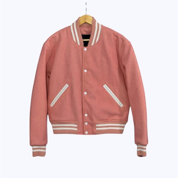Hot Pink Wool Body Varsity Jacket