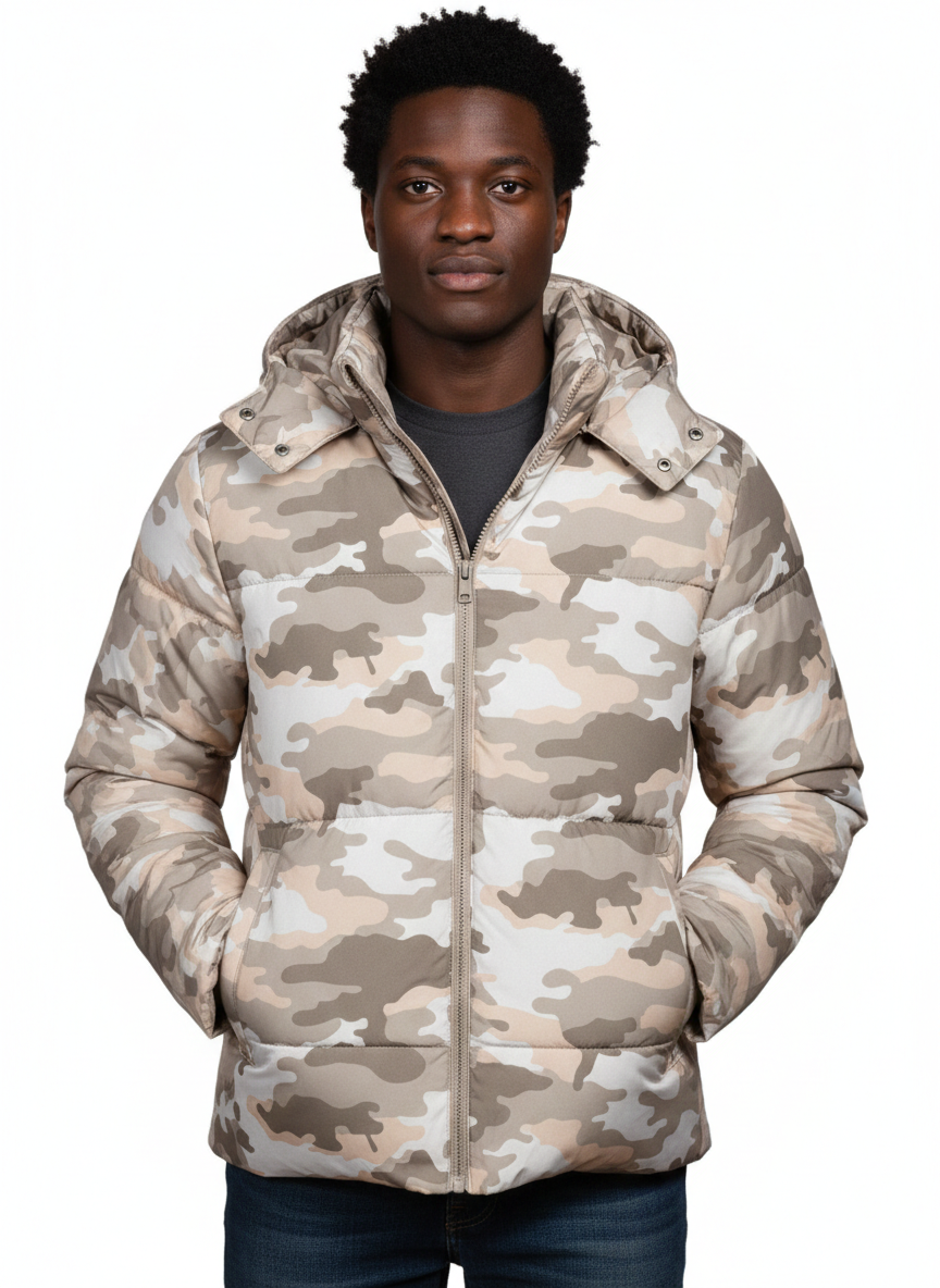 Camouflage Hooded Puffer Jacket