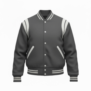 Dark Grey Retro Style Varsity Jacket